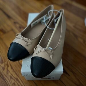 A New Day Women's Beige and Black Ballet Flats